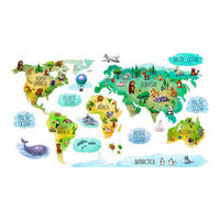 WANDAUFKLEBER 80x125cm - Bunte Weltkarte - Multicolor, Kunststoff (80/125/0.1cm) - Wallfluent