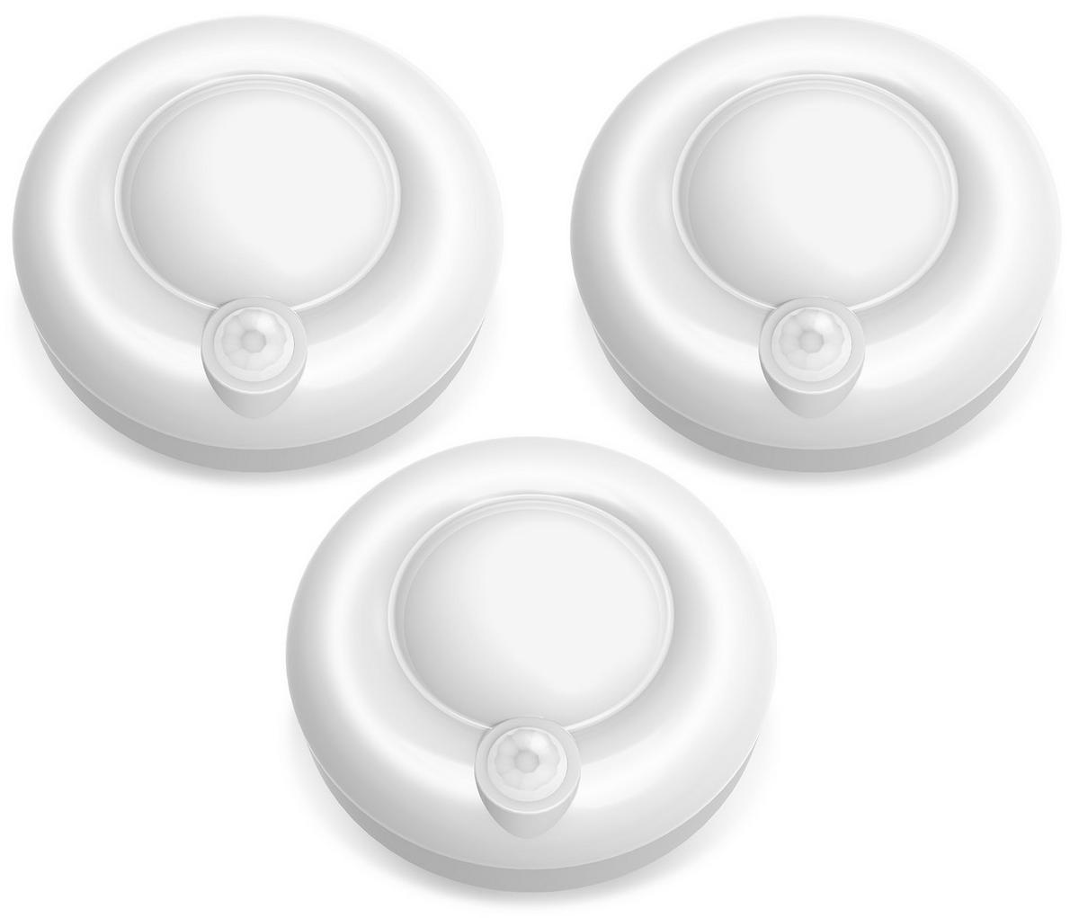 LED-SPOT Batterie Bewegungsmelder - dimmbar mit Timer für Innen und Außen, 3er-Set - Weiß, Kunststoff (8/8/4.5cm) - Northpoint
