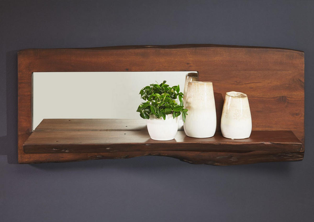 WANDREGAL Akazie 121x22x38 braun lackiert PURE ACACIA #805 - Braun, Holz (121/38/22cm) - Massivmoebel24