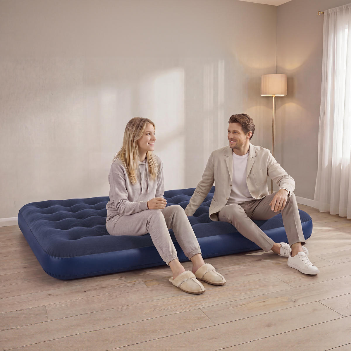 LUFTBETT mit integrierten Kissen OGS32-II-L-P01 - Ahornfarben, Fell (137/191cm) - SoBuy