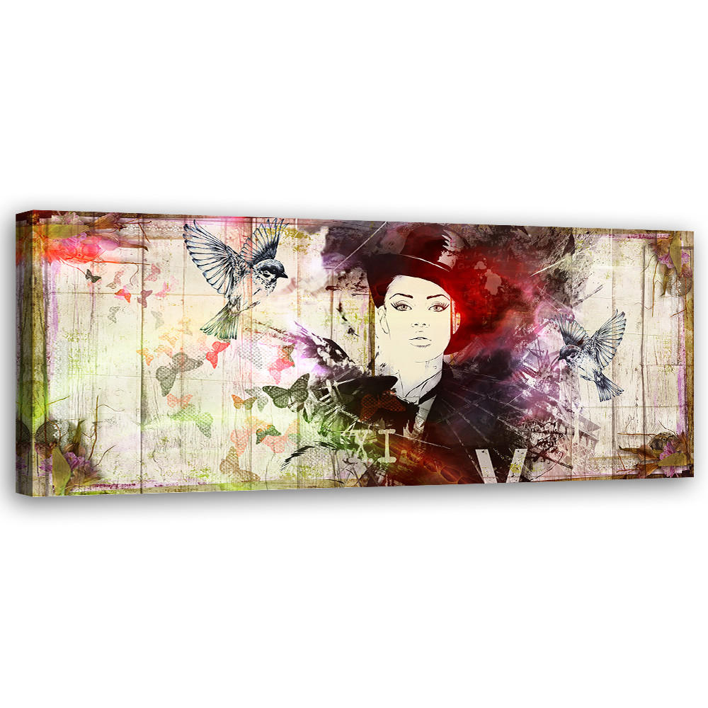 WANDBILD abstraktes gesicht einer frau - Multicolor, Textil (90/30cm) - Feeby