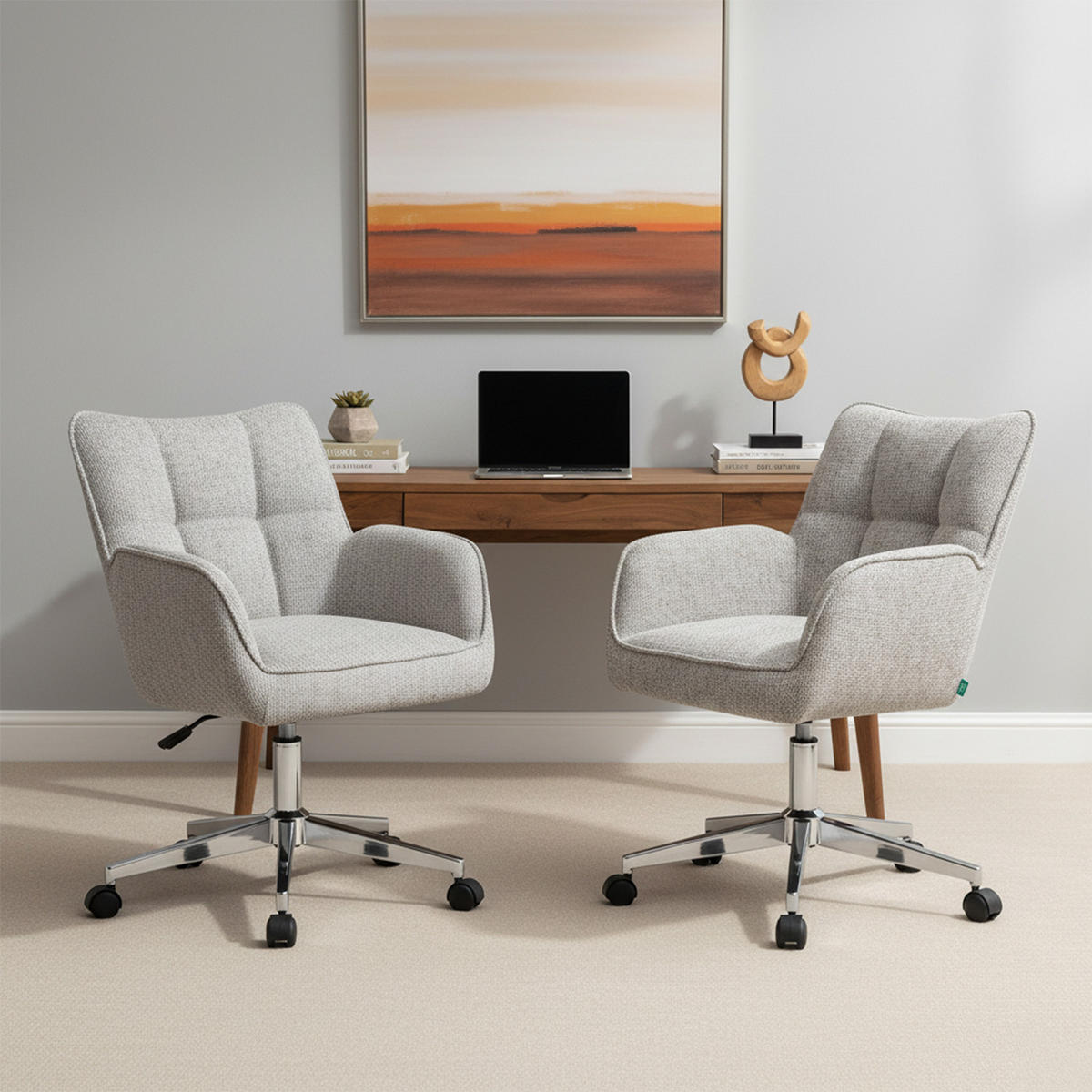 BÜROSTUHL Mika-Tabea - Chromfarben/Hellgrau, Textil/Metall (59/81/66cm) - DUBI Möbel