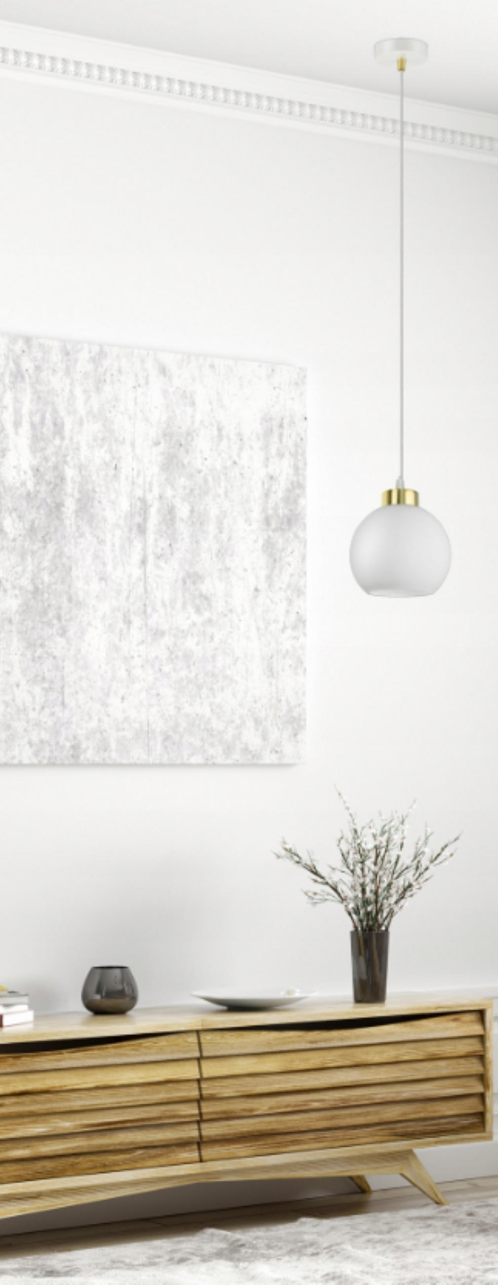 PENDELLEUCHTE GOLDGLAS - Goldfarben/Weiß, Glas/Metall (14/14/80cm) - kiki design