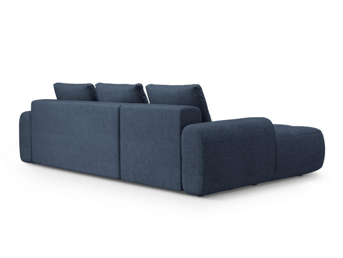 AUSKLAPPBARES-ECKSOFA links mit Container Linz aus strukturiertem Stoff dunkelblau 3 Sitzplätze - Dunkelblau, Textil (142/275cm) - Cosmopolitan Design