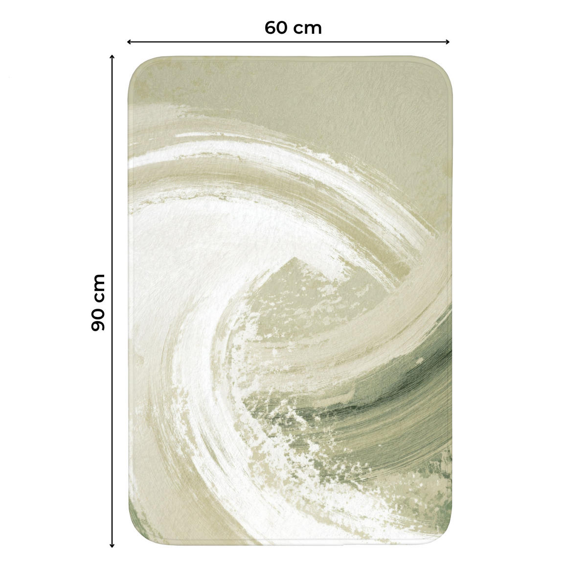 WC PŘEDLOŽKA Abstraktní - Tahy štětcem - Vlny - Zelená 60x90 cm - mátově zelená, textil/plast (60/1cm) - OnlyWow