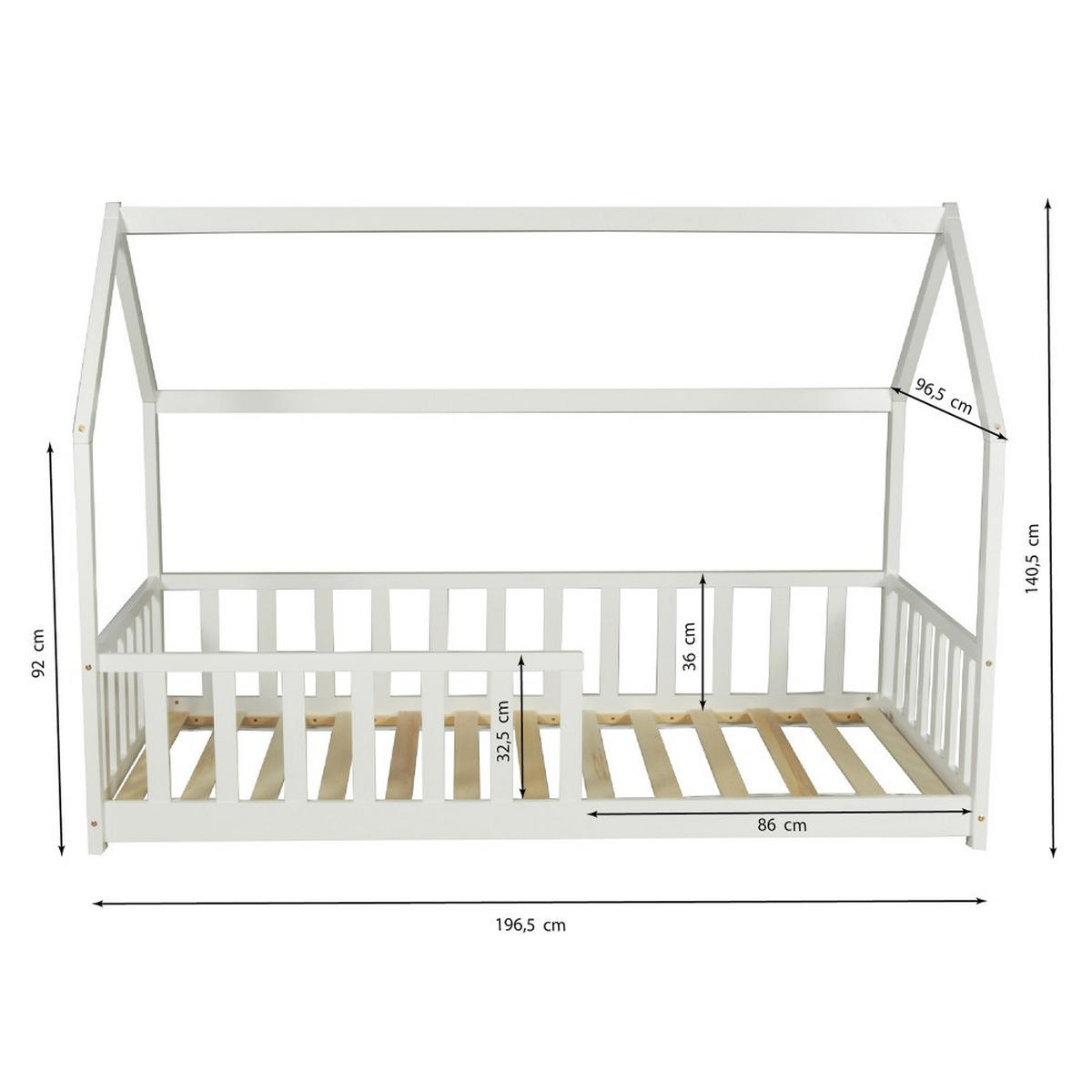 HAUSBETT KIWI mit Matratze/ Kinderbett 90x190 cm - Weiß - Weiß, Holz (90/190cm) - Weber Industries