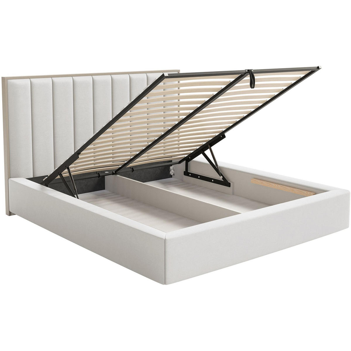 POLSTERBETT Togents Weiß mit Veloursbezug und Bettkasten, 160x200 cm - Weiß, Textil (160/200cm) - Selsey