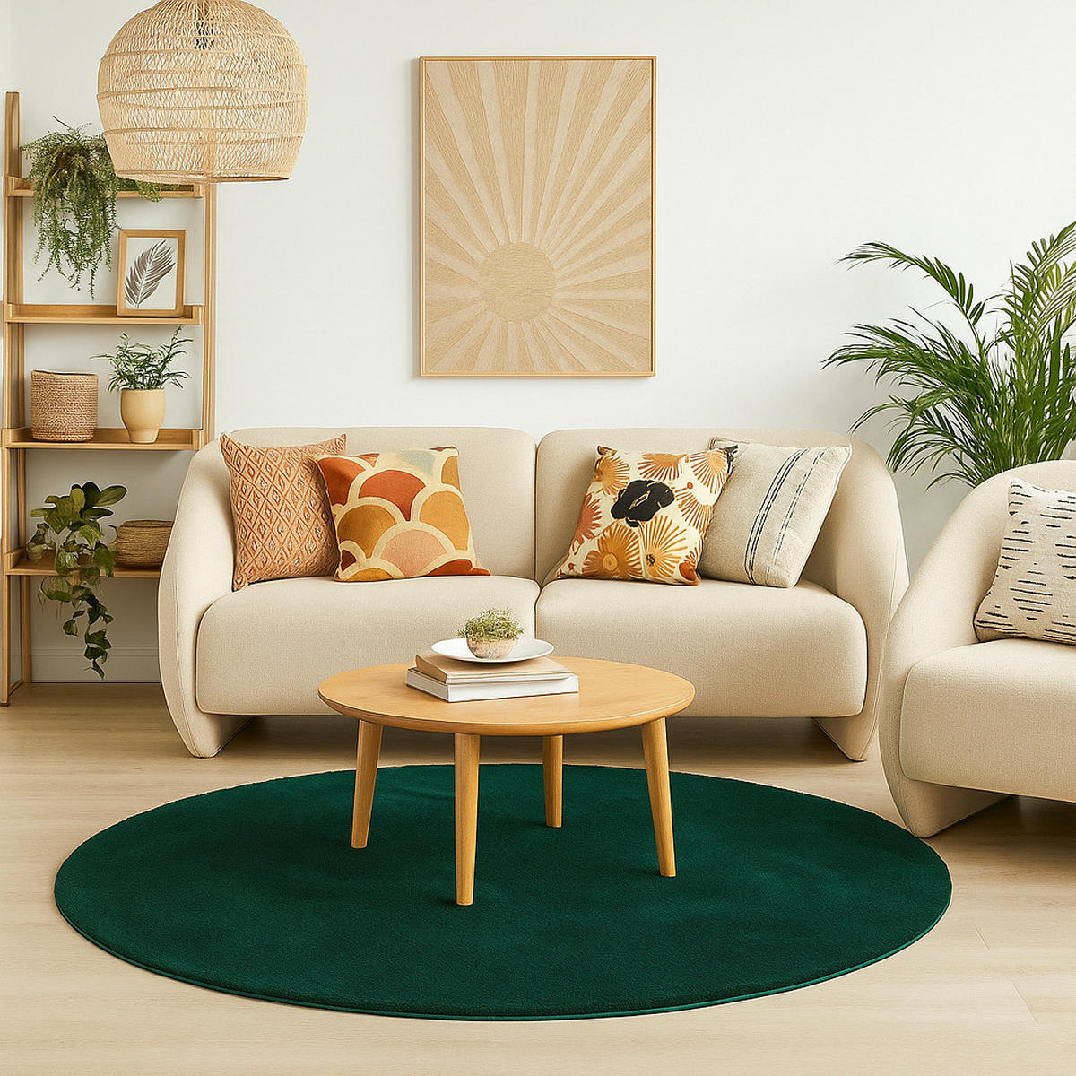 FELLTEPPICH SUPER SOFT PEARL RUND - Dunkelgrün, Textil (160/160cm) - Pergamon