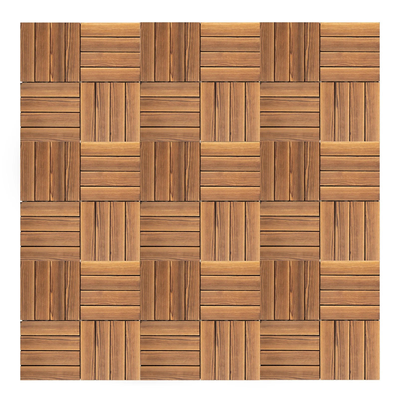 TERRASSENFLIESE 36er-Pack Massivholz, Balkon & Garten - Braun, Holz (30/30/2cm) - Kaket