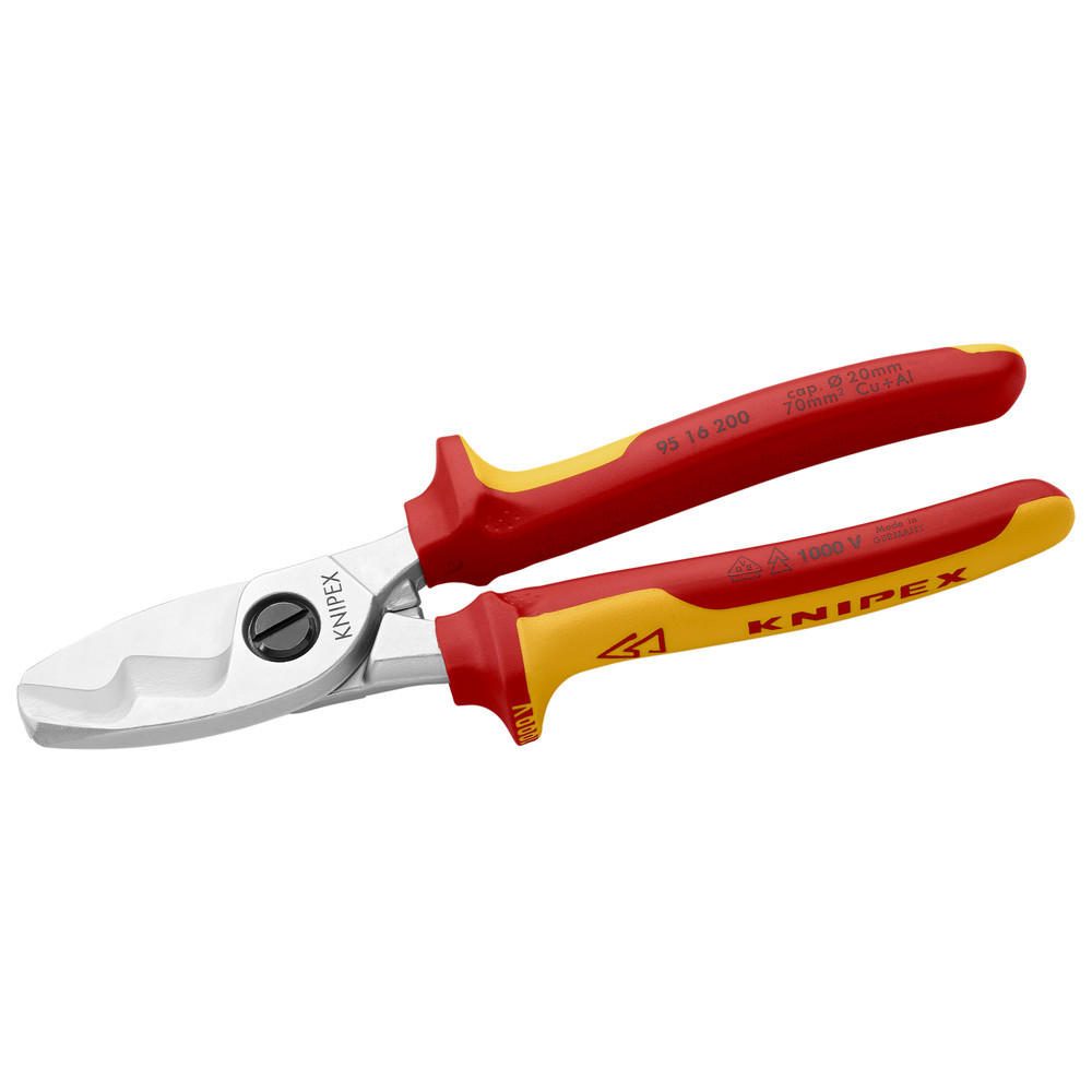 KABELSCHERE mit Doppelschneide, VDE-isoliert, 200 mm - Multicolor, Kunststoff (220/68/19cm) - KNIPEX