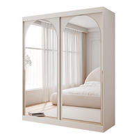 SCHWEBETÜRENSCHRANK CLARITY 2-türig 200/65/215 cm Kaschmir / goldene Griffe - Kaschmir/Goldfarben, Holzwerkstoff/Kunststoff (200/215/65cm) - Idohome