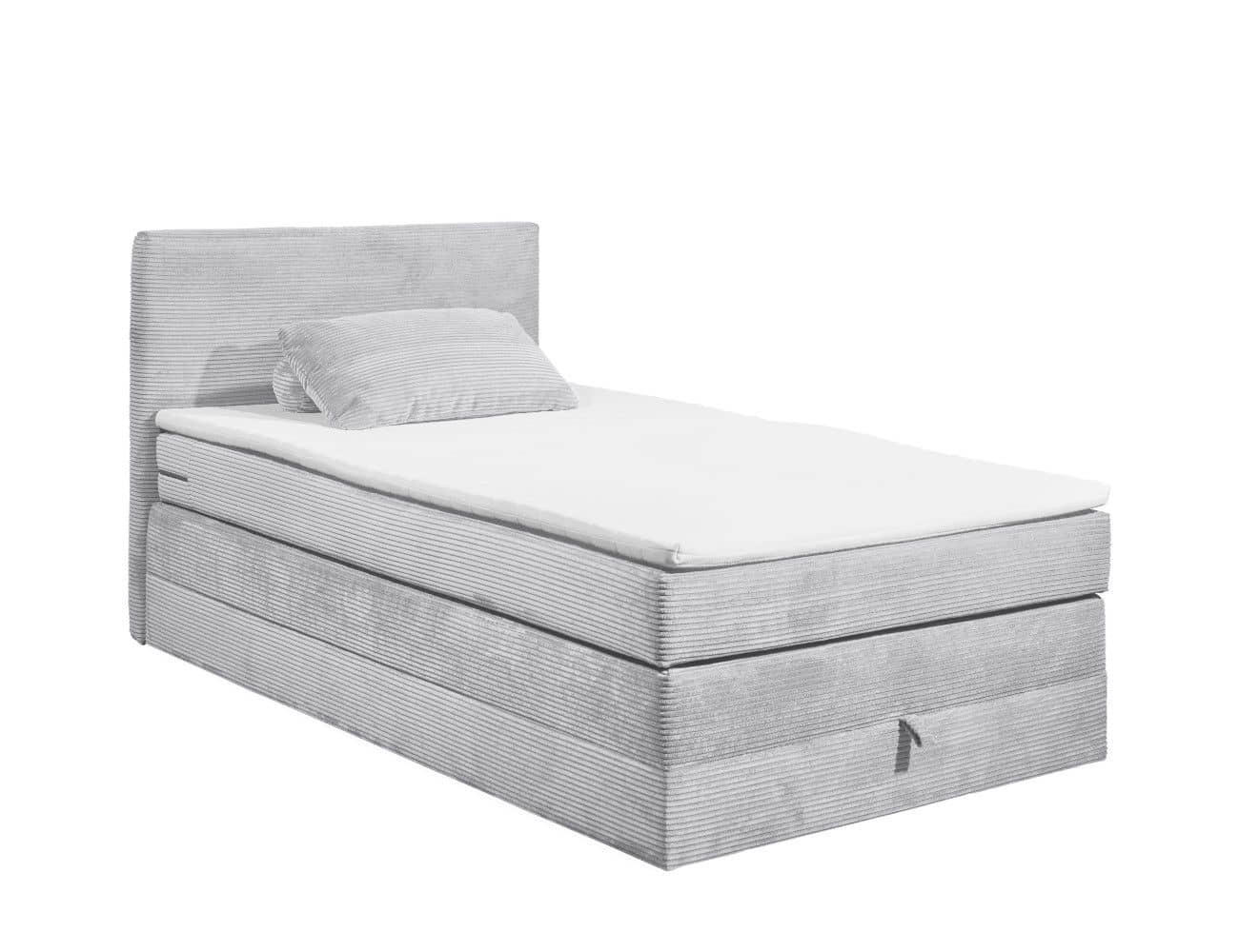 BOXSPRINGBETT 120/140x200 – Bettkasten, 7‑Zonen‑Tonnentaschenfederkern & Komfort‑T25‑Topper - Beige/Silberfarben, Holz/Textil (120/200cm) - ed exciting design