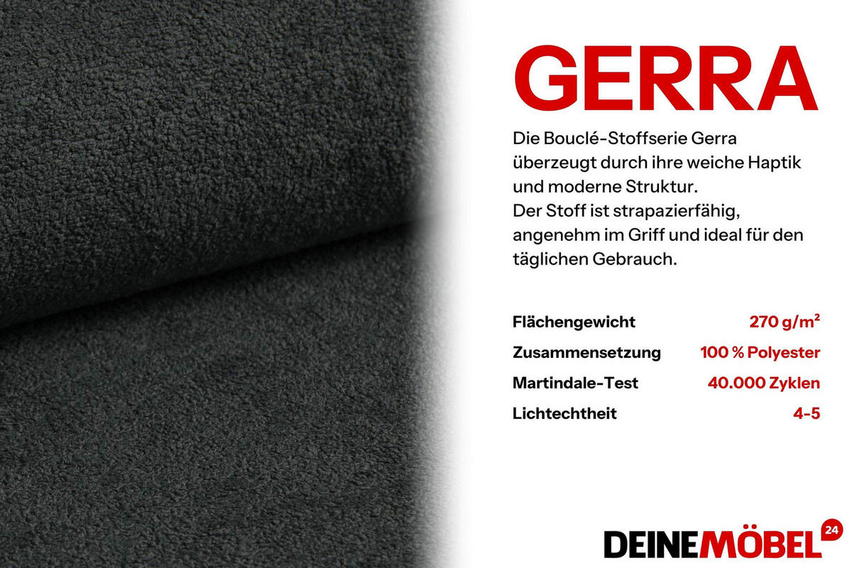 BOXBETT GINA 100/200 in Boucle Anthrazit H3 - Anthrazit, Holz/Holzwerkstoff (100/200cm) - Deine Möbel 24