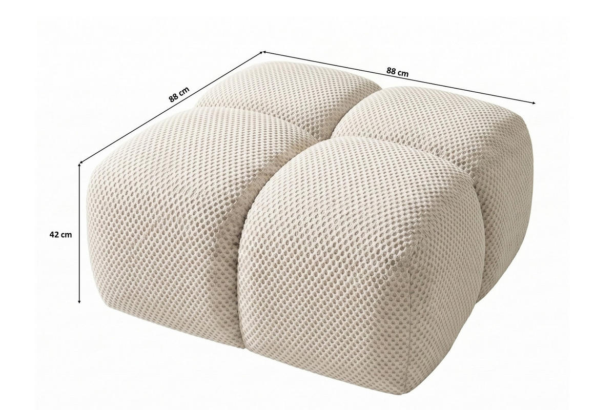 HOCKER, Pouf, Strukturierter Premiumstoff Sonic, Beige, Averro - Beige, Holz (280/70/96cm) - Kaiser Möbel