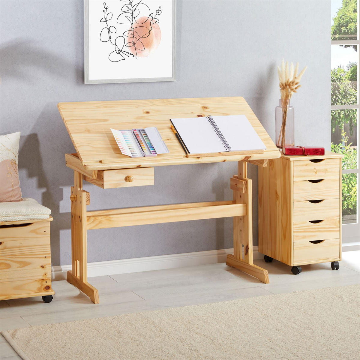 KINDERSCHREIBTISCH FLEXI natur - Naturfarben, Holz (109/75/55cm) - IDIMEX