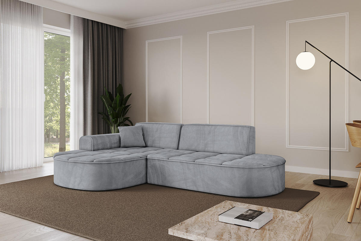 ECKSOFA Ottomane Links TARO-L1 - 243x171x79,5 cm Hellgrau - Grau, Holzwerkstoff/Textil (243/171cm) - ALTDECOR