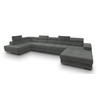 WOHNLANDSCHAFT TORIVA L-S Grau Velours-Stoff mit Schlaffunktion - Grau, Holz (418/90/202cm) - MASSENO