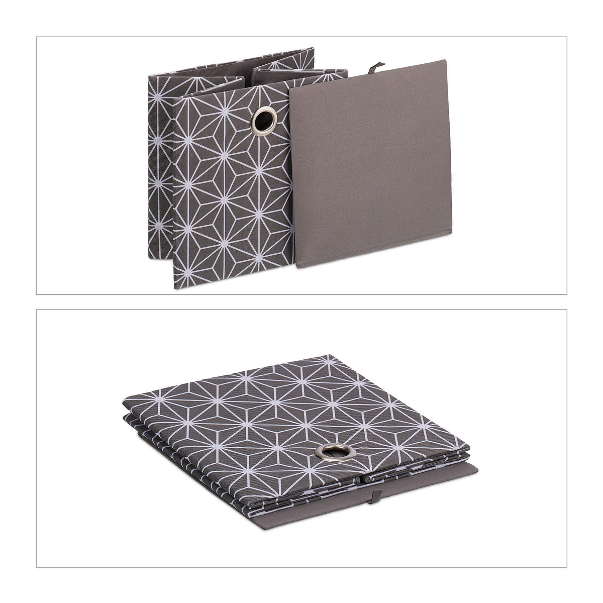 2XAUFBEWAHRUNGSBOX - Grau, Papier/Textil (30/30.5/30cm) - Relaxdays