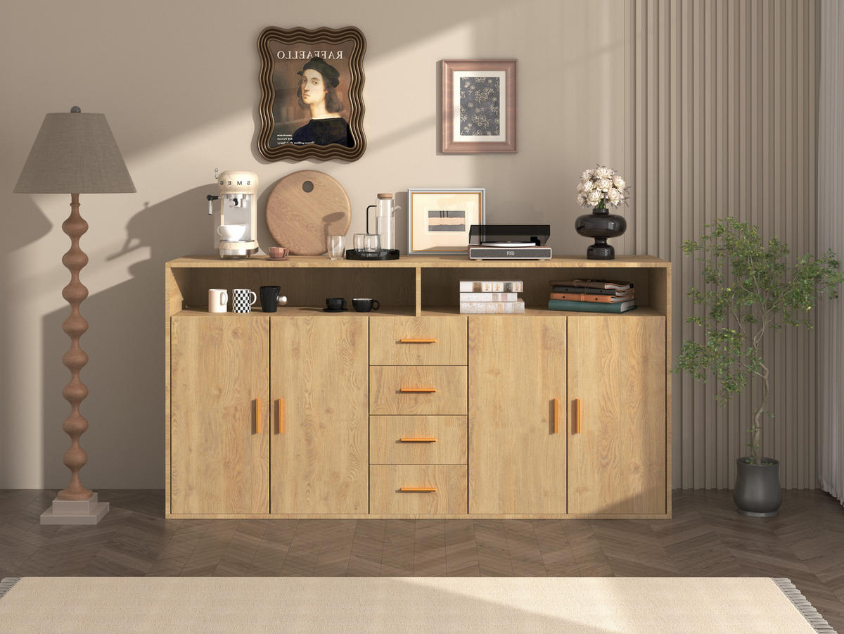 SIDEBOARD in 160/81/40cm - Walnussfarben, Holzwerkstoff/Metall (160/81/40cm) - HOMAVO