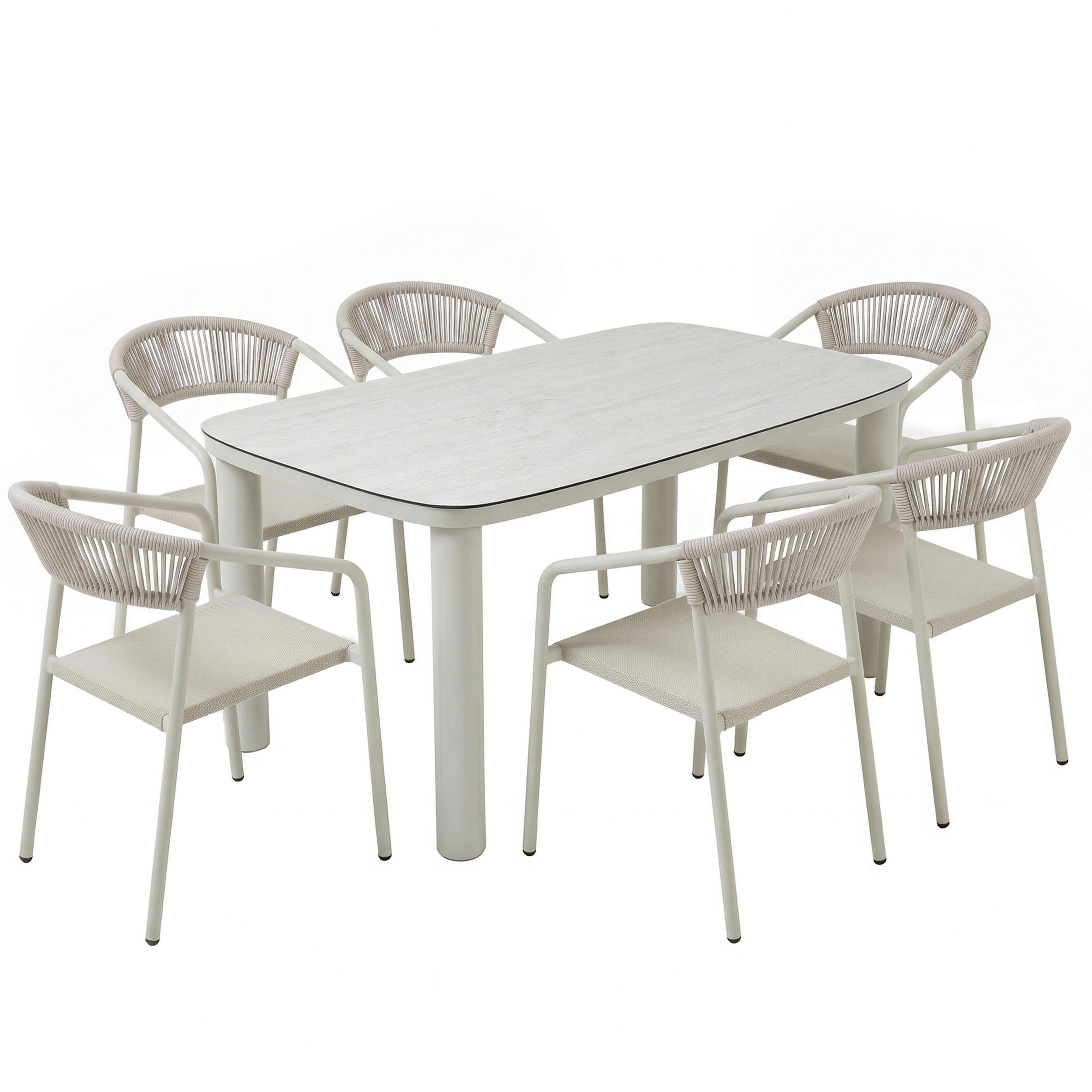 GARTENSET 7-tlg., Beige - Beige, Metall - Oviala