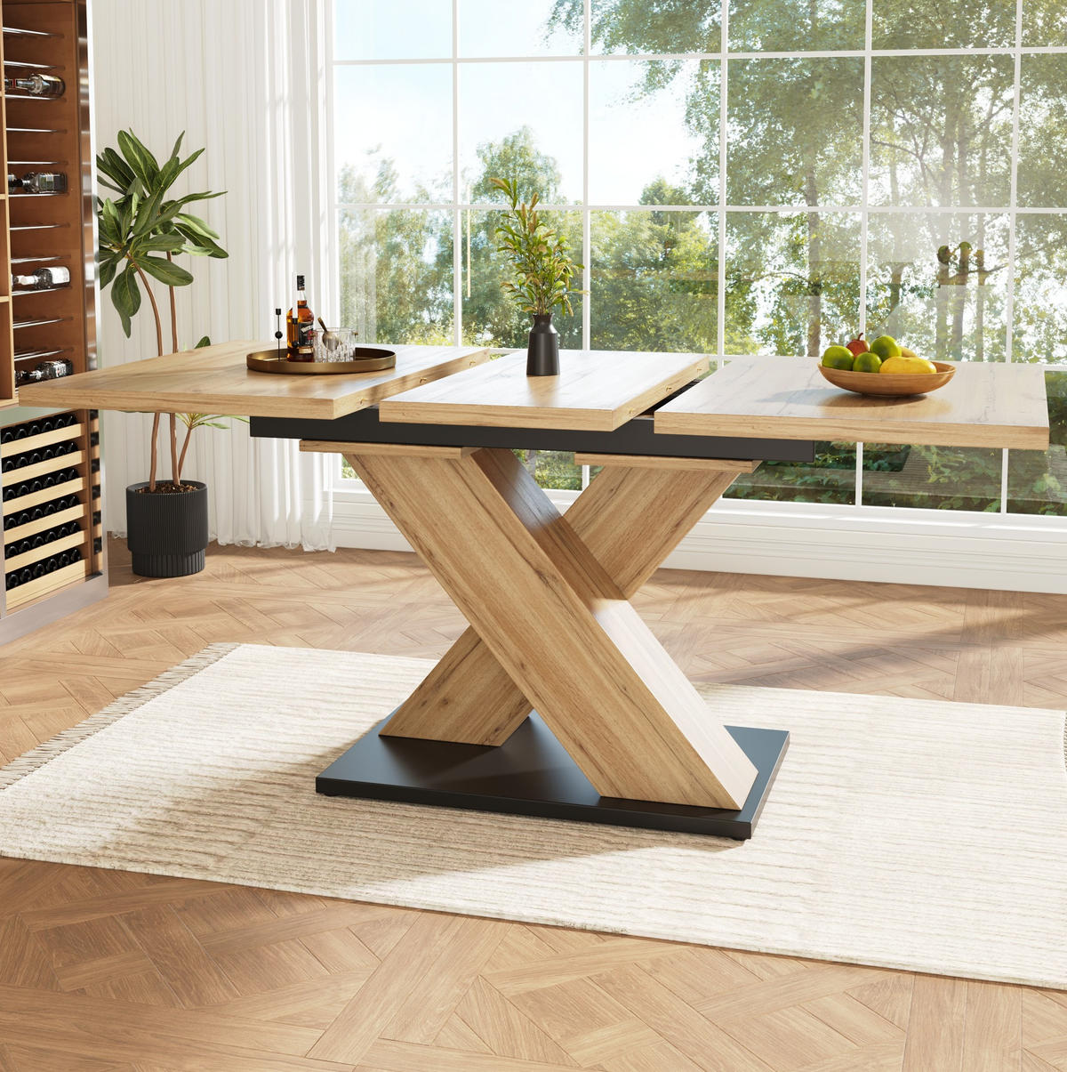 ESSTISCH 119-158,5/80/75 cm naturfarben ausziehbar mit Teleskopauszug aus MDF - Hellbraun, Holzwerkstoff (158.5/80/75cm) - OKWISH