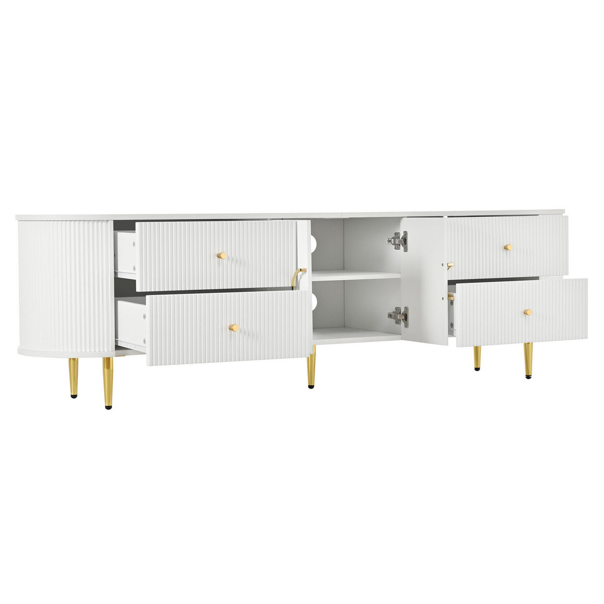 TV-RACK 180/40/53 cm Weiß mit 4 Schublade - Weiß, Holz (180/53/40cm) - Oxeza