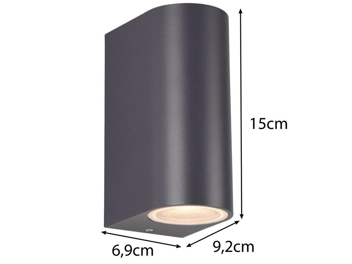 AUSSENWANDLEUCHTE Aluminium Anthrazit, Höhe 15cm - Anthrazit, Metall (7/15/9cm) - meineWunschleuchte