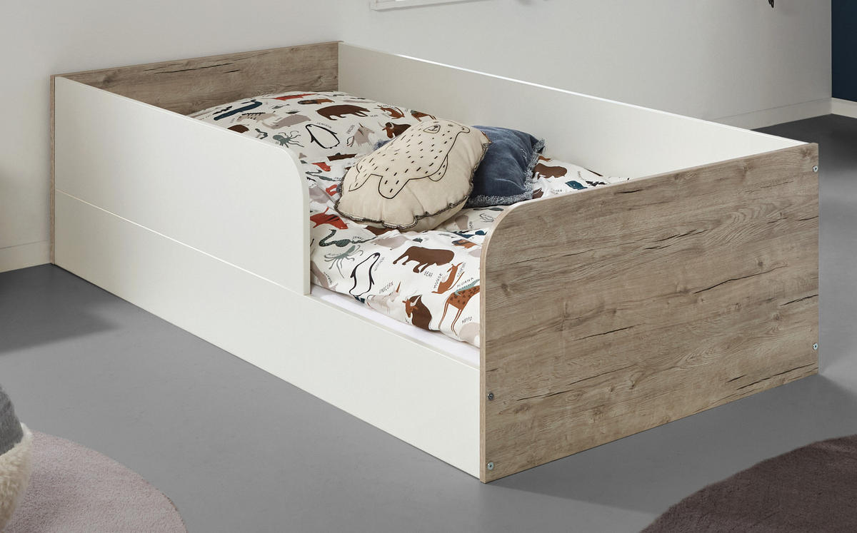 BODENBETT Bente 90 x 200 cm - Eichefarben/Weiß, Holzwerkstoff (90/200cm) - arthur berndt