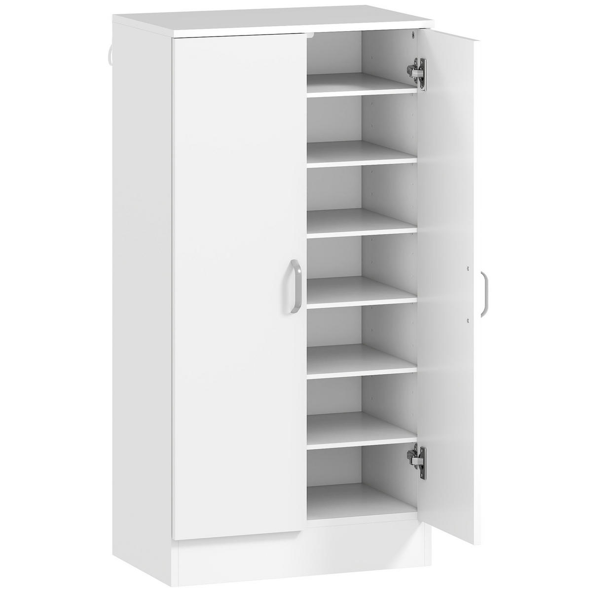 SCHUHSCHRANK DE-15100 7 Ebenen, für 14 Paar Schuhe Weiß - Weiß, Holzwerkstoff (55/108/35cm) - ComfortXL