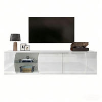LOWBOARD in Weiß mit LED-Beleuchtung für Wohnzimmer, B180/T40/H45cm - Weiß, Glas/Holzwerkstoff (180/45/40cm) - STILVORA