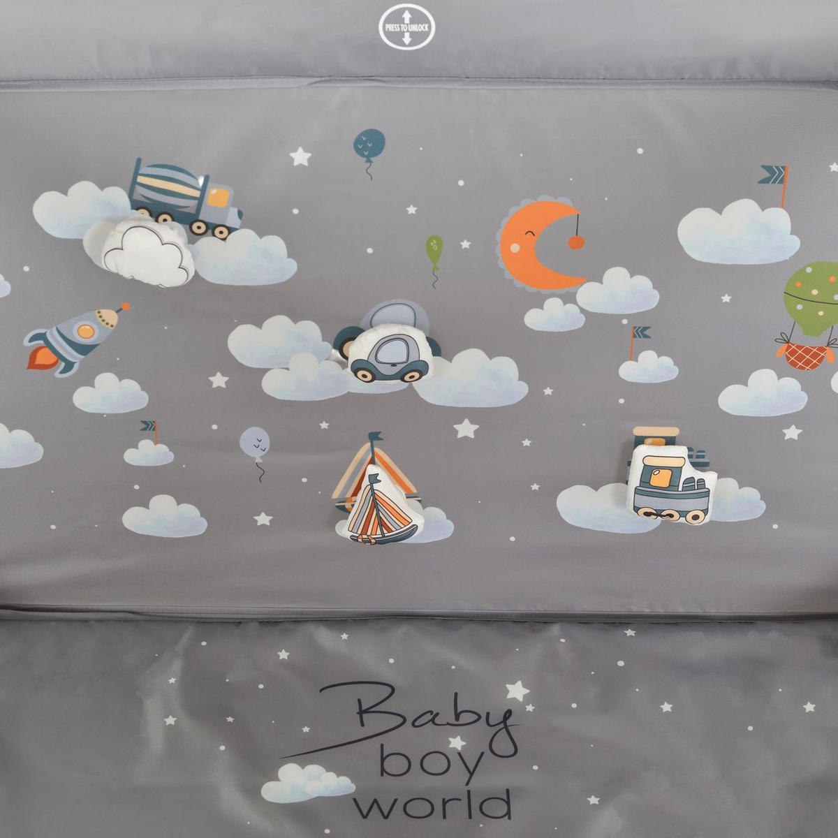 LAUFSTALL Joyzi Matratze grau Reisebett faltbar Tasche vier Plüschfiguren - Grau, Textil (90/90cm) - Cangaroo