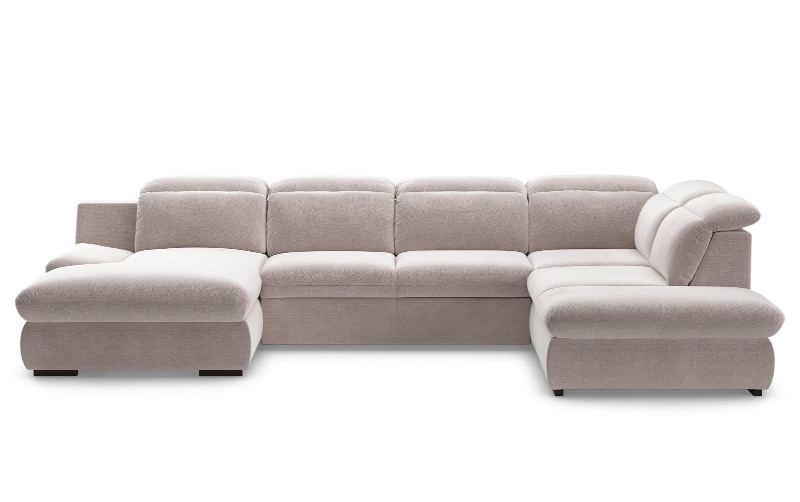 WOHNLANDSCHAFT mit Schlaffunktion und Bettkasten, verstellbare Kopflehnen - Beige/Schwarz, Kunststoff/Textil (218/80/341cm) - Cotta