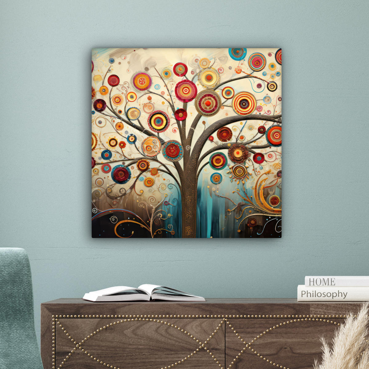 LEINWANDBILD Baum - Baum des Lebens - Farbe 50x50 cm - Braun, Textil (50/50cm) - MuchoWow