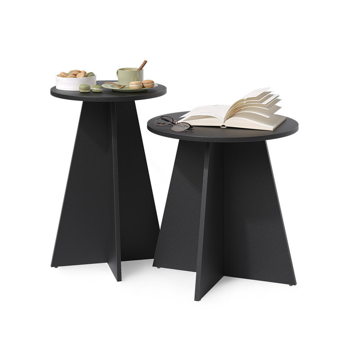 BEISTELLTISCH Forma, Schwarz, 40 x 50 cm 2er Set - Schwarz, Holzwerkstoff (40/40/60cm) - Vicco