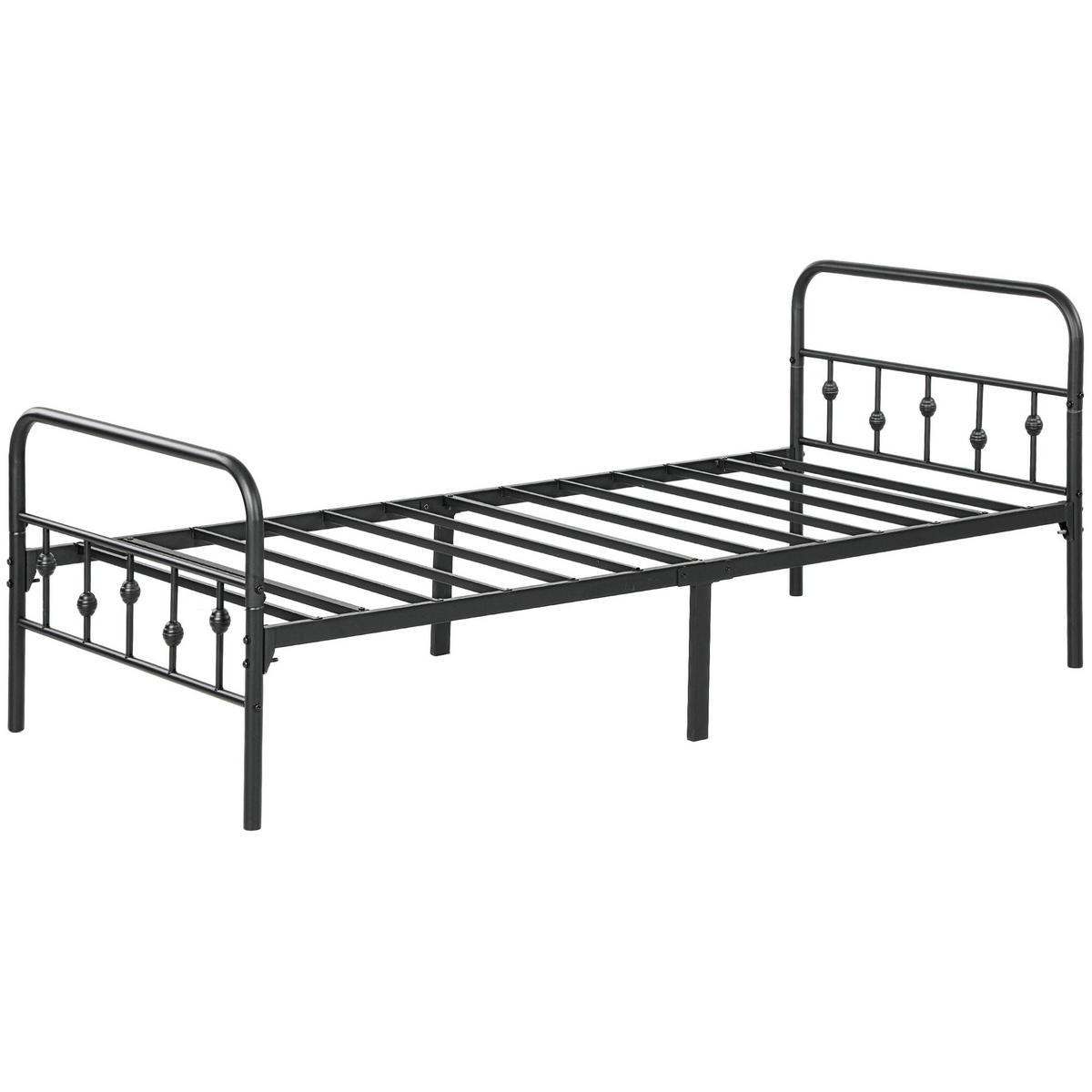 BETTGESTELL 90x200 cm DE-08181 Metall, geräuschreduzierende Gummikits Schwarz - Schwarz, Metall (90/200cm) - ComfortXL
