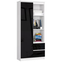 STANDREGAL Weiß, Schwarz Glanz 180/80/35 - Weiß, Holzwerkstoff (80/180/35cm) - RAUMHIRSCH FURNITURE