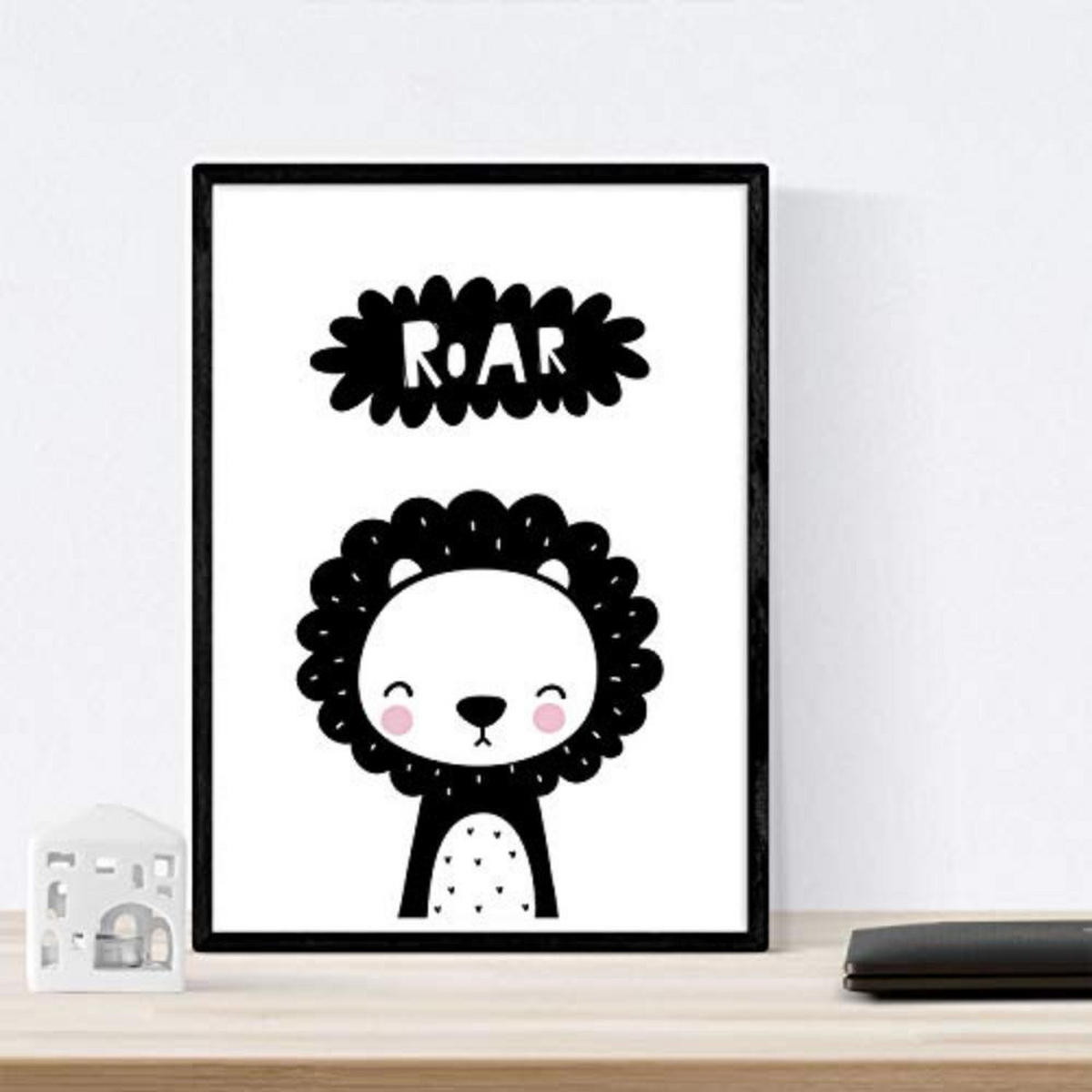 POSTER Set mit 4 Hipopotamo, Pinguino, Leon und Foca Tieren A4 Rahmenlos - Klar, Papier (29.7/3cm) - Nacnic