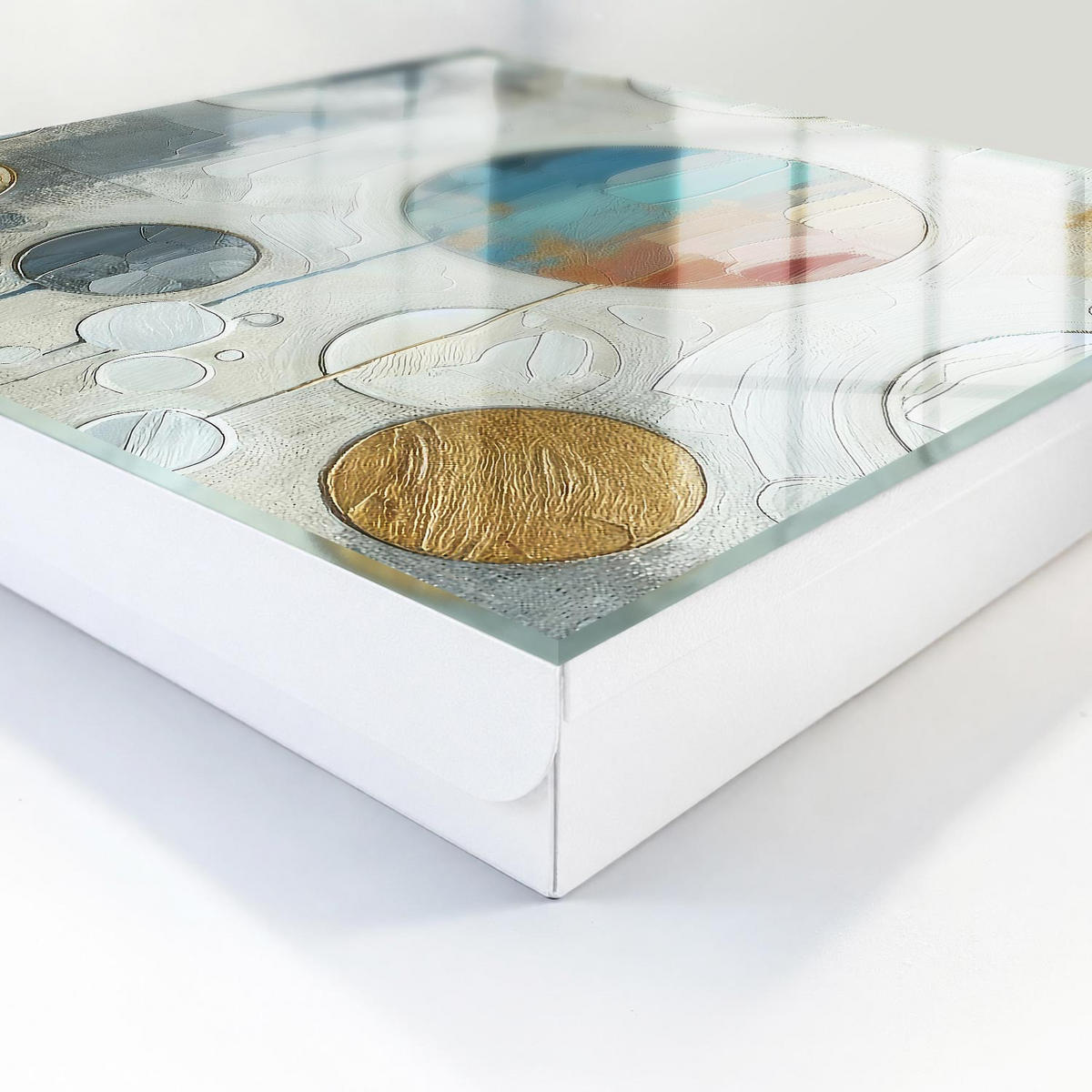 SCHLÜSSELBOX Weiß 30x30 cm – Türöffnung nach rechts - Kreisförmige Zusammensetzung - Weiß, Metall (30/30/5cm) - TULUP