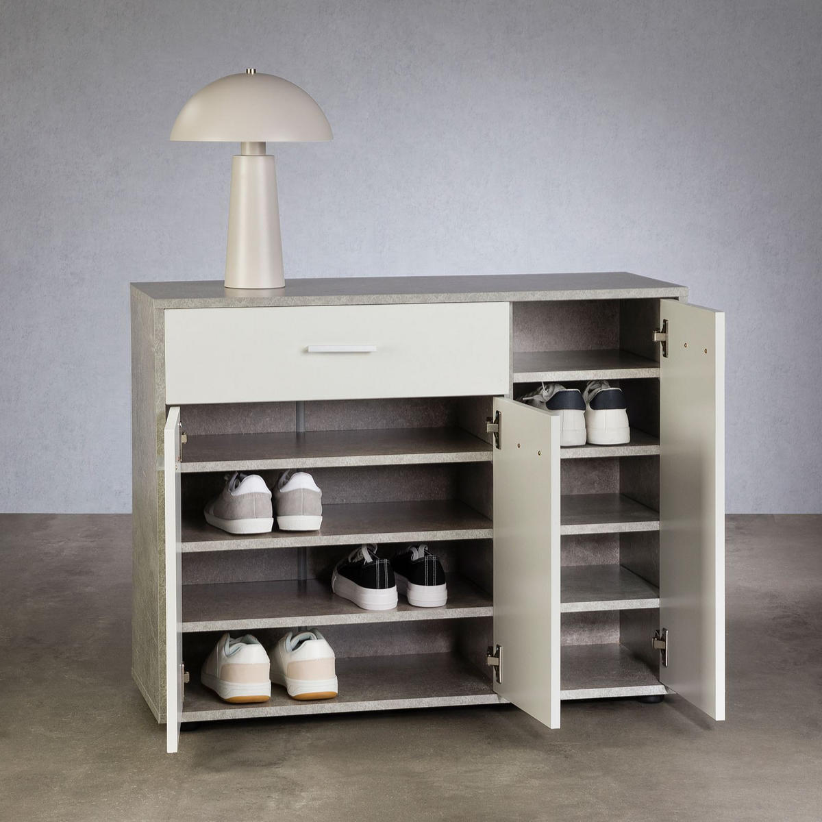 SCHUHSCHRANK DEUSTO - Weiß/Grau, Holzwerkstoff (88/70/35cm) - CARO-Möbel