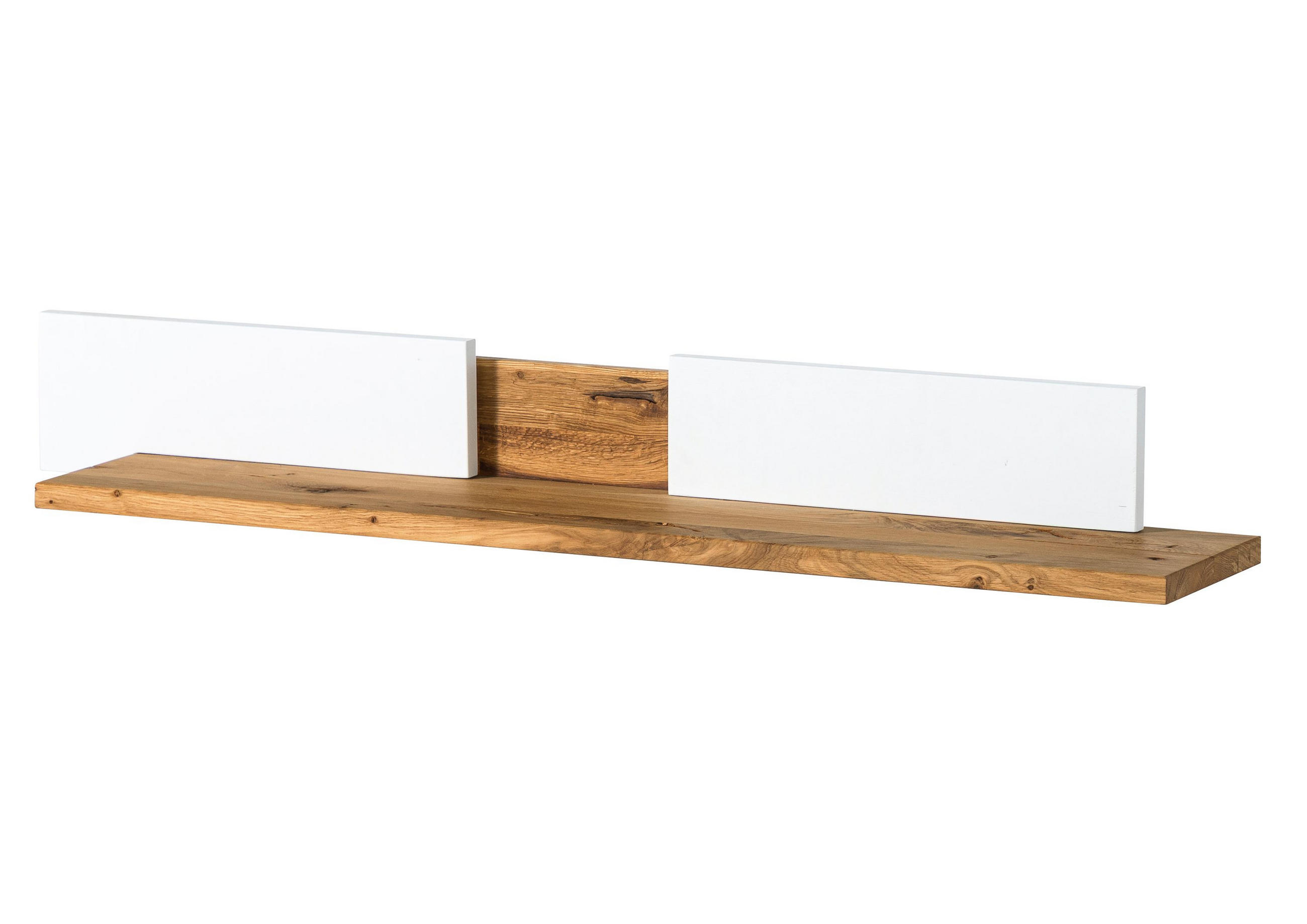 WANDREGAL Wildeiche 120x23x15 natur geölt / weiß lackiert WIEN #135 - Naturfarben, Holz (120/15/23cm) - Massivmoebel24