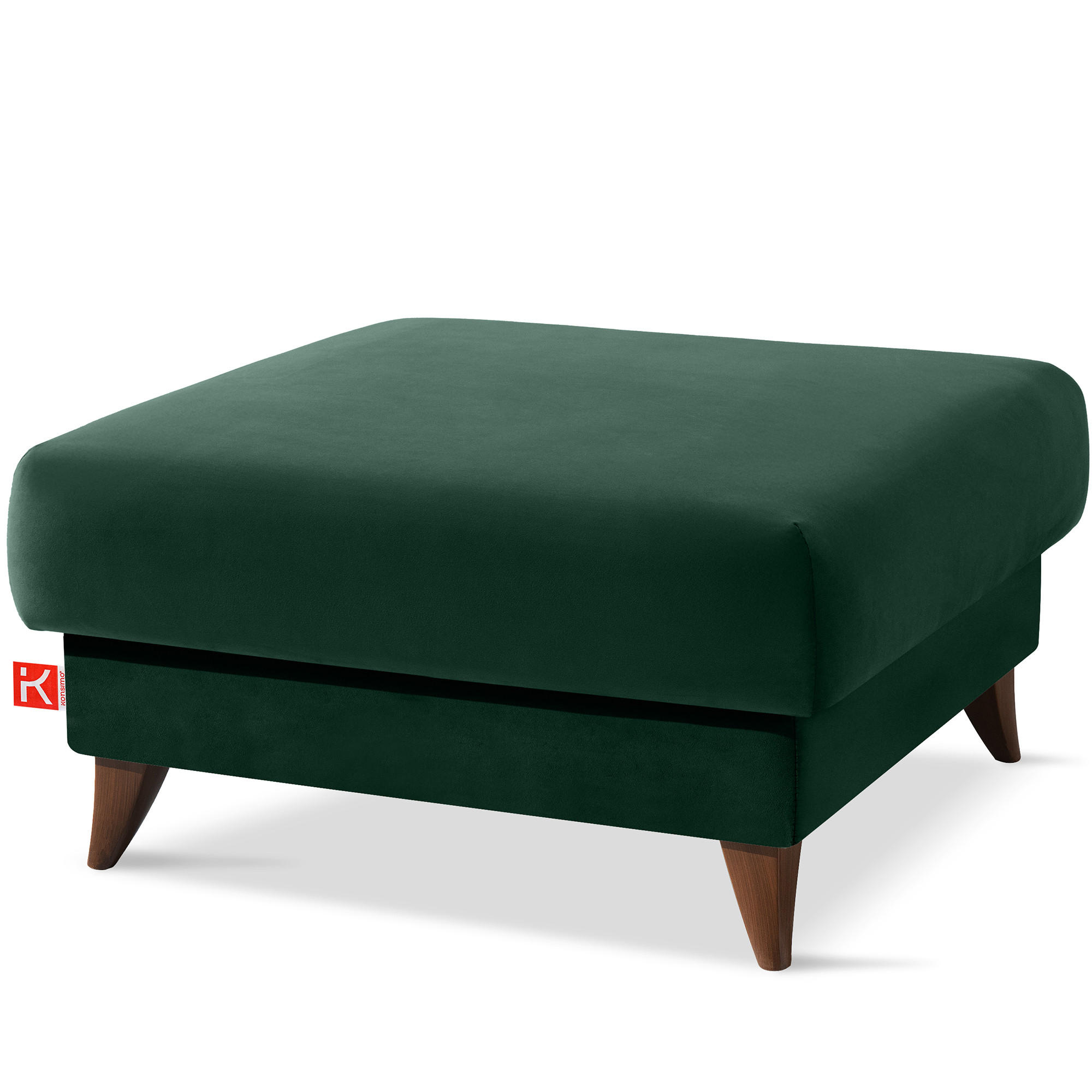HOCKER GUSTAVO Velours, Dunkelgrün - Dunkelgrün, Holz/Holzwerkstoff (92/49/92cm) - KONSIMO®