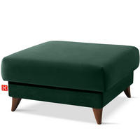 HOCKER GUSTAVO Velours, Dunkelgrün - Dunkelgrün, Holz/Holzwerkstoff (92/49/92cm) - KONSIMO®