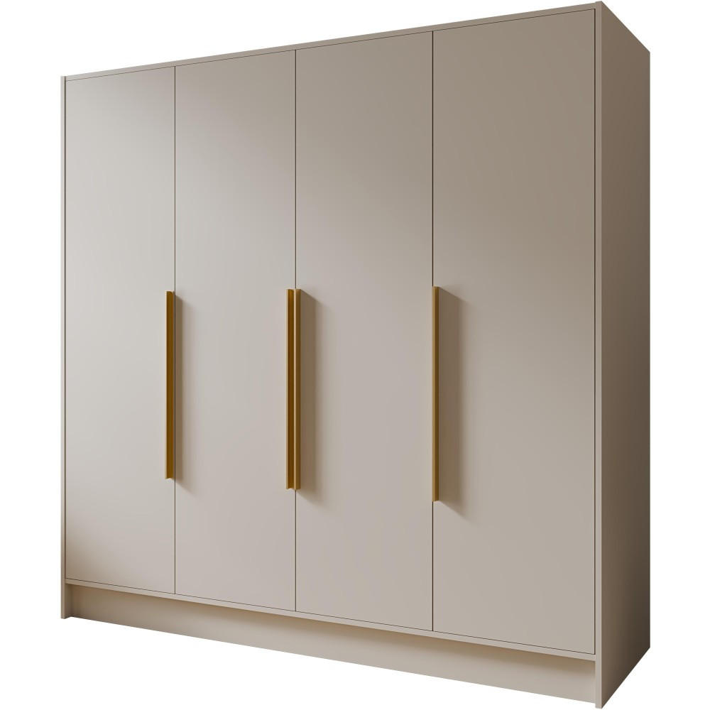 DREHTÜRENSCHRANK Pavia ohne Spiegel, Kaschmir mit goldenen Griffen, 200 cm - Kaschmir/Goldfarben, Holzwerkstoff (200/200/51cm) - Beautysofa