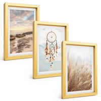 BILDER SET 3er Set - 20x30 cm Goldrahmen - Wolkenmeer, Traumfänger, Gras - Goldfarben, Kunststoff (20/30cm) - TULUP