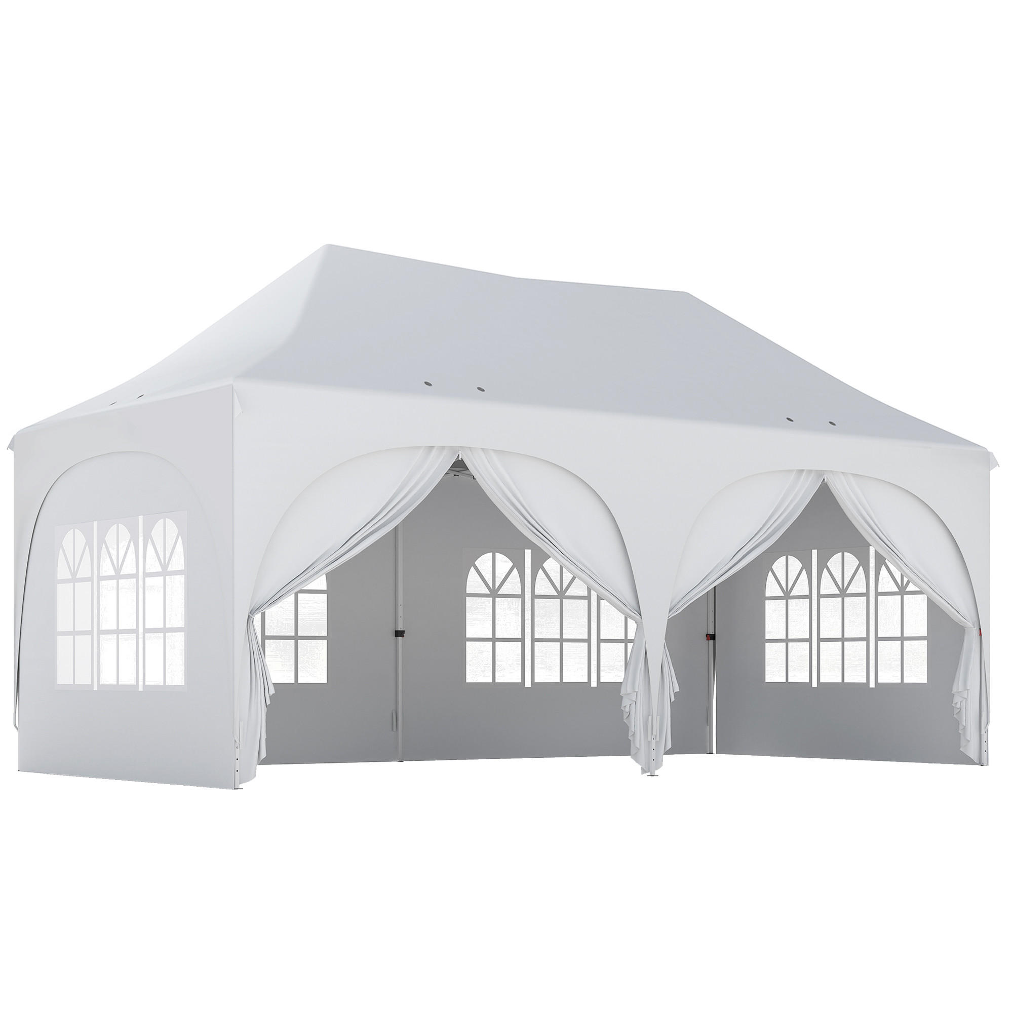 PAVILLON 3x6m Wasserdicht Höhenverstellbar Pop-up Faltpavillon mit Spitzdach - Weiß, Textil/Metall (300/315/598cm) - Outsunny