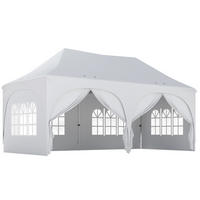 PAVILLON 3x6m Wasserdicht Höhenverstellbar Pop-up Faltpavillon mit Spitzdach - Weiß, Textil/Metall (300/315/598cm) - Outsunny