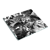 GLASPLATTE 60x52 cm Tropische Blätter - Schwarz, Glas (60/0.4/52cm) - TULUP