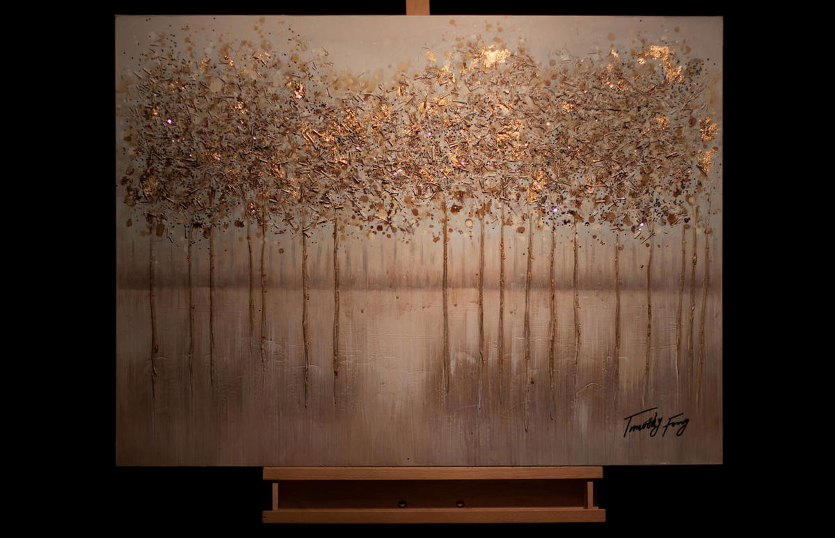ACRYLBILD HANDGEMALT 100/75 cm - Goldfarben/Kupferfarben, Holz/Textil (100/75cm) - KUNSTLOFT