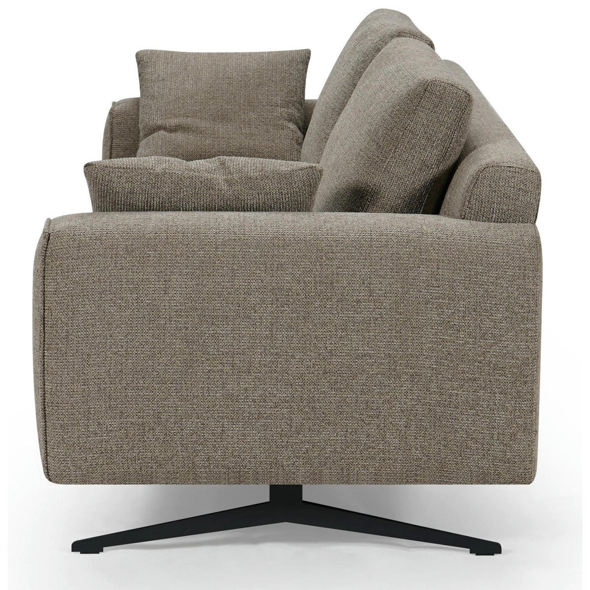ZWEISITZER-SOFA Webstoff Braun - Schwarz/Braun, Textil/Metall (176/84/92cm) - Furnhouse