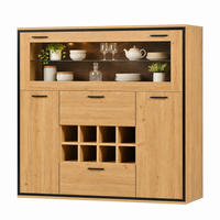 SIDEBOARD mit Weinregal 110 x 38 x 111 cm Holzoptik Schwarz - Braun, Holzwerkstoff (110/111/38cm) - Meubliv